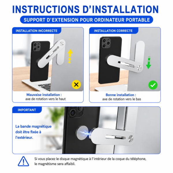Support téléphone réglable en aluminium pour visioconférence et streaming