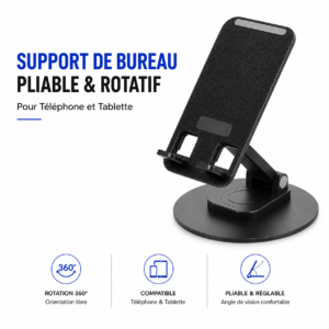 Support pliable universel pour visioconférence et télétravail