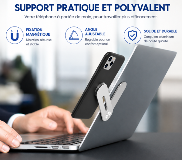 Support magnétique premium pour smartphone avec base antidérapante