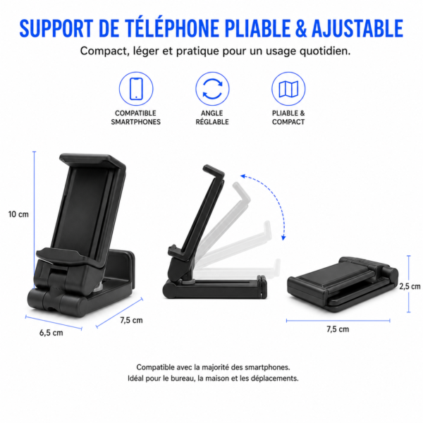 Support smartphone flexible compatible TikTok et YouTube