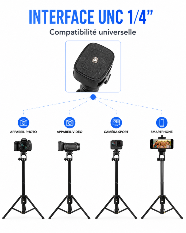 Trépied professionnel Yunteng avec support téléphone universel