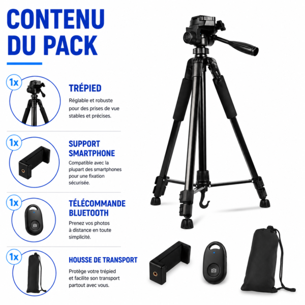 Support caméra professionnel avec sac de transport inclus