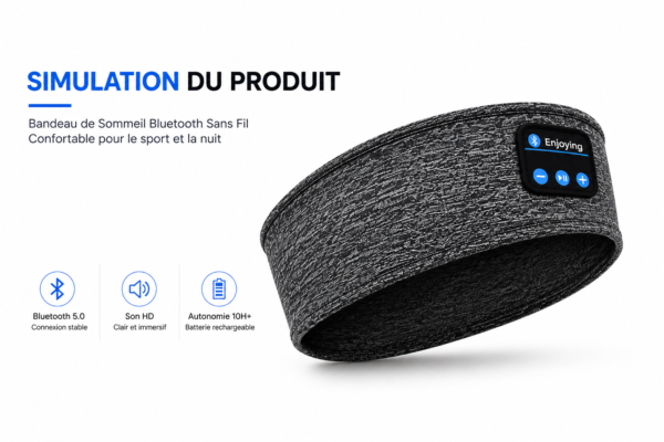 Bandeau Bluetooth V5.0 pour dormir et faire du sport