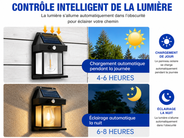 Pack de 2 lampes de surveillance simulation solaire avec détecteur de mouvement