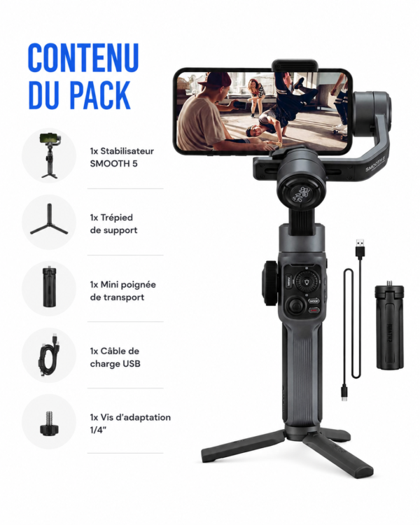 Zhiyun Smooth 5 stabilisateur smartphone 3 axes professionnel