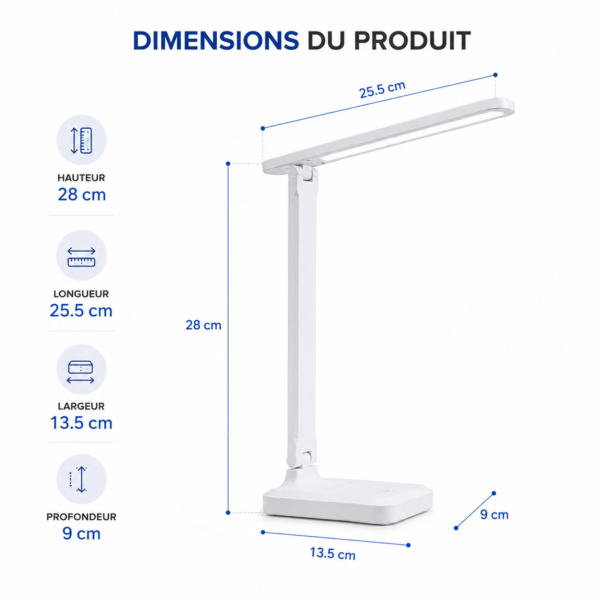 Éclairage LED ergonomique pour bureau, lecture et télétravail