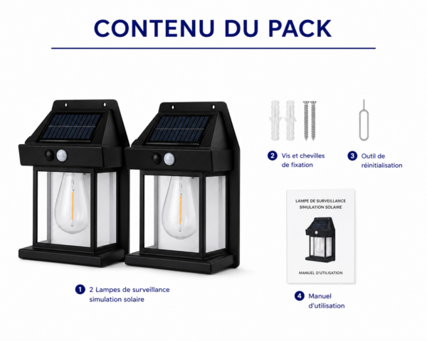 Lampe LED solaire étanche pour protection de maison et commerce