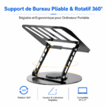 Support PC portable pliable pour bureau et télétravail