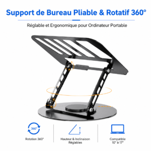 Support PC portable pliable pour bureau et télétravail