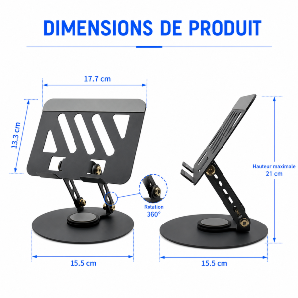 Support ordinateur portable en aluminium avec ventilation optimisée