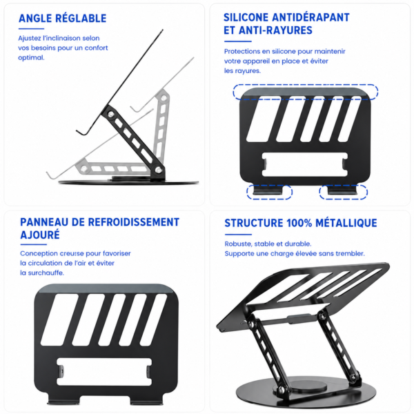 Support rotatif pour MacBook, HP, Dell, Lenovo et autres ordinateurs portables