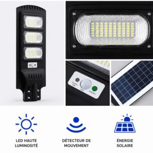 Projecteur solaire LED extérieur avec détecteur de mouvement pour jardin et sécurité