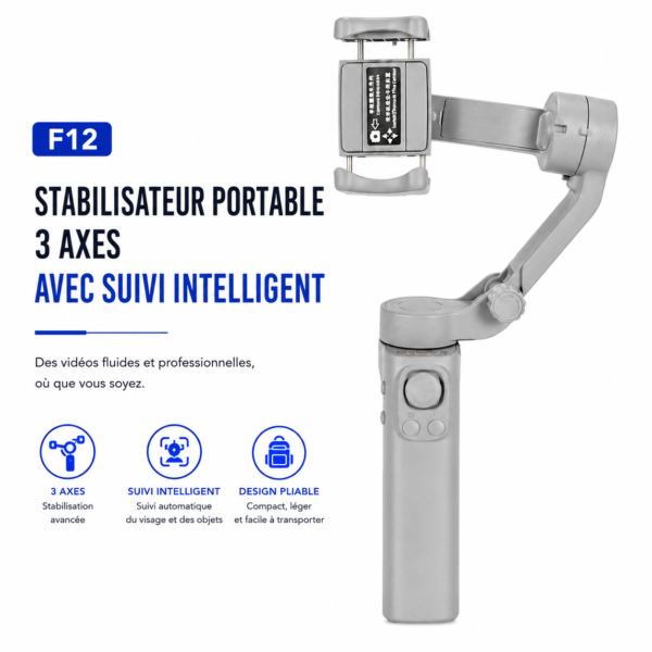 Gimbal F12 rechargeable avec rotation 360 degrés