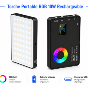 Lampe RGB rechargeable pour streaming vlogging et création de contenu