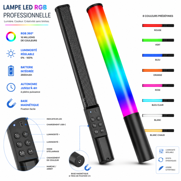 éclairage RGB portable avec effets lumineux