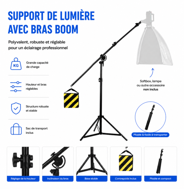 trépied professionnel pour softbox et panneau led