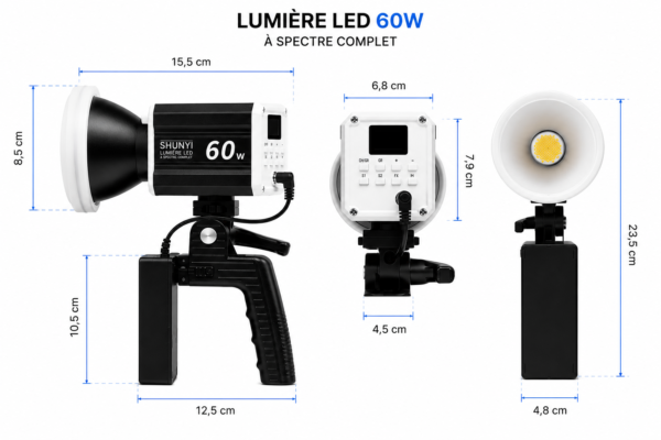lampe COB 60W vidéo YouTube TikTok Maroc