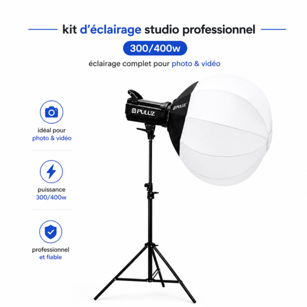 Kit studio photo 400W avec deux softbox