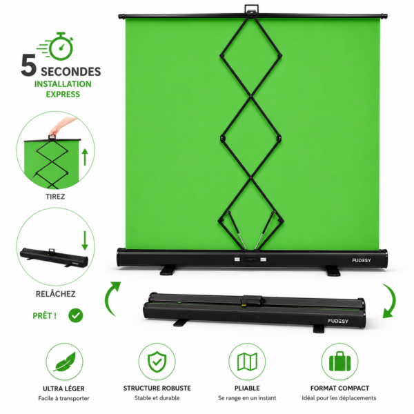 écran chroma key pliable pour studio vidéo