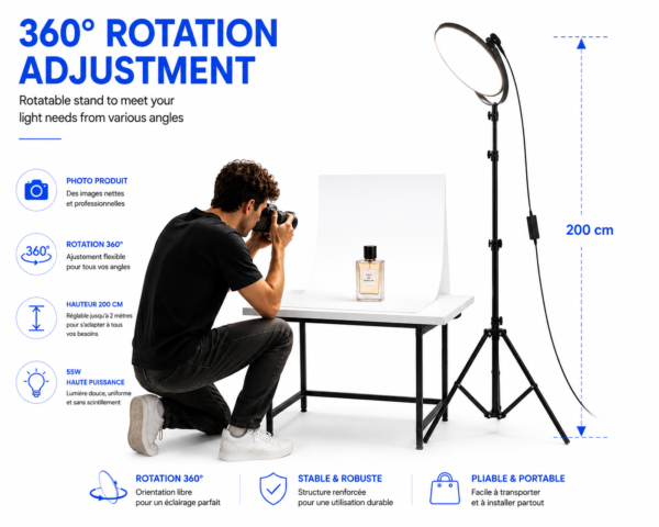 lampe LED circulaire pour YouTube et TikTok