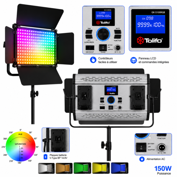 éclairage studio RGB photo vidéo Tolifo