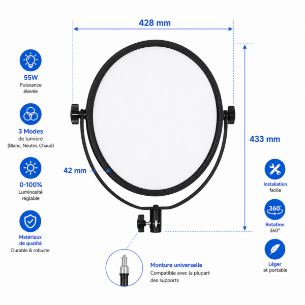 lampe studio professionnelle pour streaming et podcast
