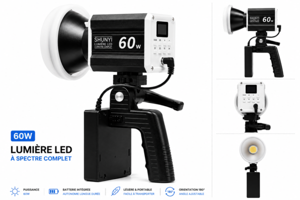 lampe studio COB 60W pour streaming et podcast
