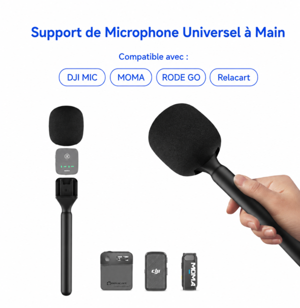 Support adaptateur portable pour microphone sans fil lavalier