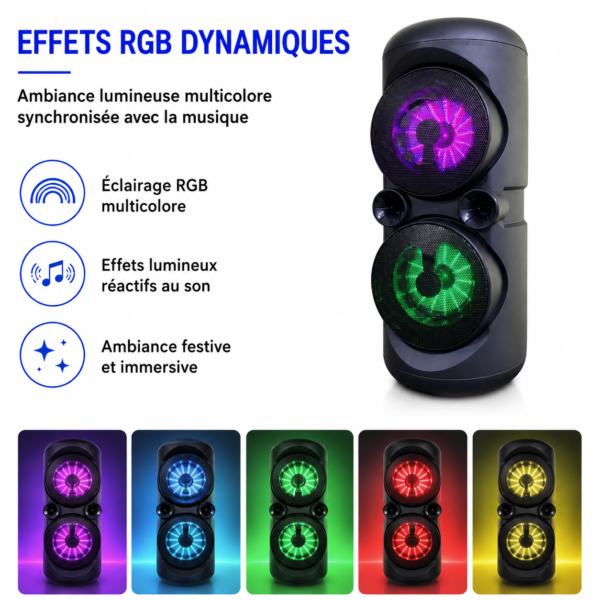 Haut-parleur Bluetooth LED RGB avec basses renforcées et son puissant