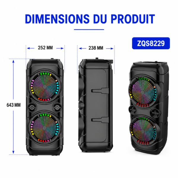 Enceinte Bluetooth ZQS8229 pour soirées et événements