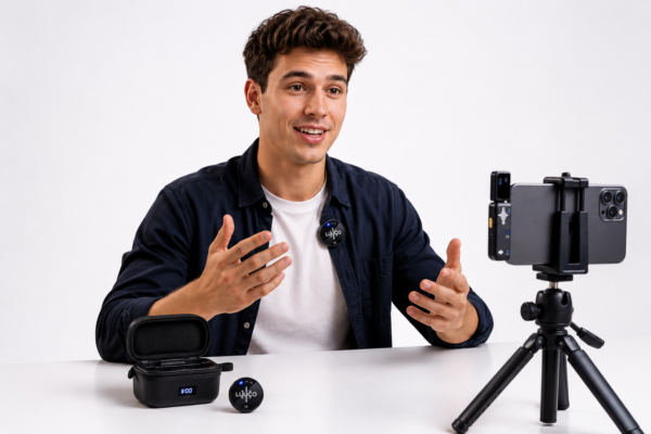 Double microphone AirWave K2 pour interview podcast et YouTube