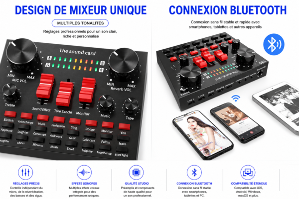 Microphone BM800 avec carte son V8S multifonction pour YouTube