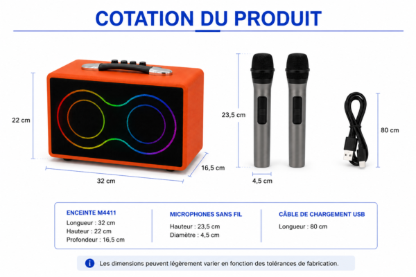 Haut-parleur Bluetooth M4411 avec son puissant et éclairage LED RGB