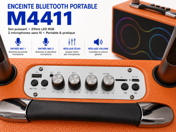 M4411 enceinte Bluetooth pour soirées anniversaires et animations