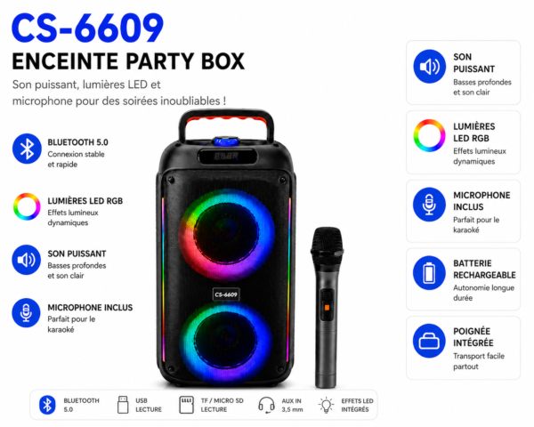 Enceinte Party Box CS6609 pour fêtes et anniversaires