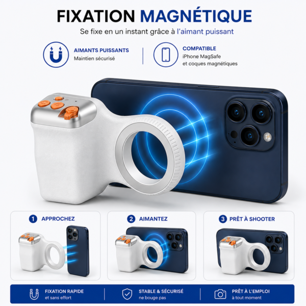 Grip Magnétique Compatible iPhone pour Créateurs