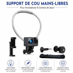 Support de cou mains libres pour smartphone et caméra de sport