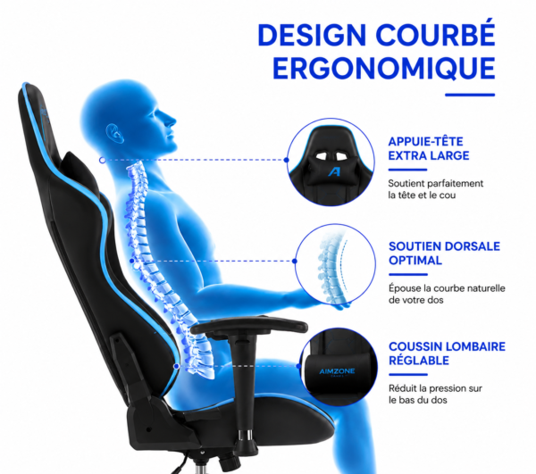 Appui-tête ergonomique Aimzone pour chaise de bureau