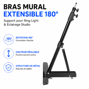Support mural en métal pour Softbox, panneau LED et flash studio