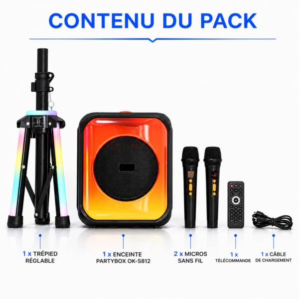Ultimate JBK-1407 RGB Party Box avec son puissant et lumières LED RGB