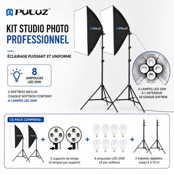 kit éclairage studio Puluz maroc