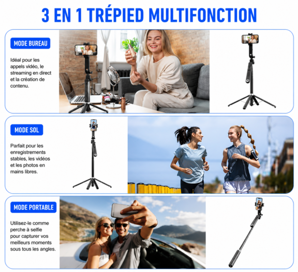 Stabilisateur smartphone intelligent avec rotation 360 degrés