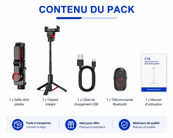 Trépied intelligent Bluetooth pour smartphone avec auto tracking