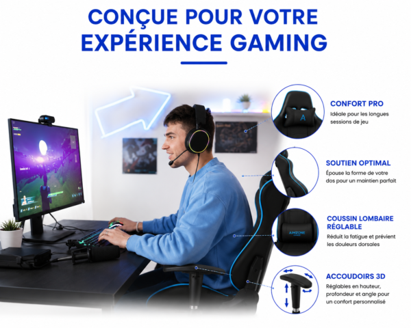 Support cervical ergonomique pour fauteuil de bureau