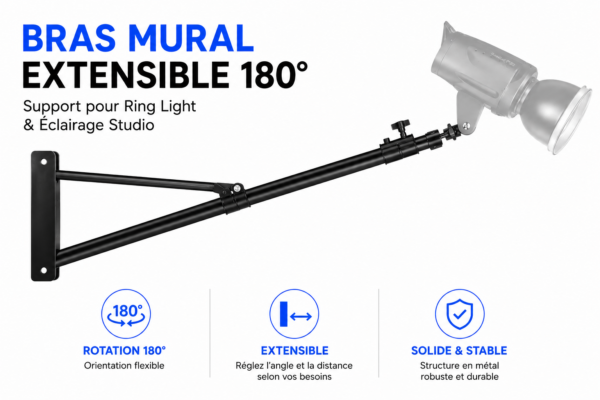 Bras mural robuste pour créateurs de contenu et livestream