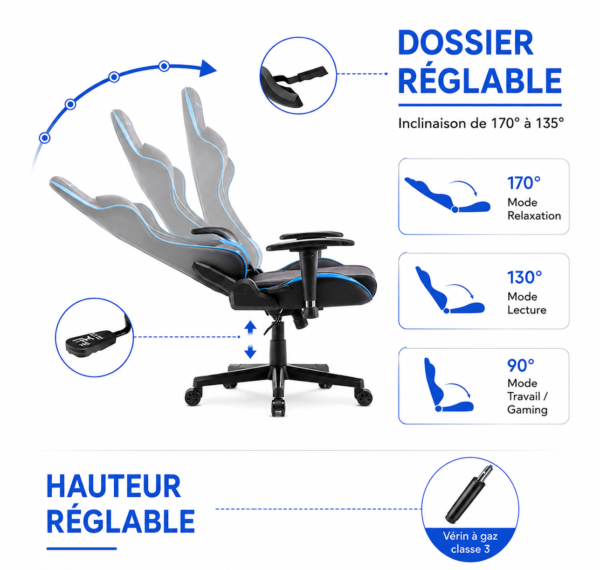 Appui-tête pour chaise de bureau confortable