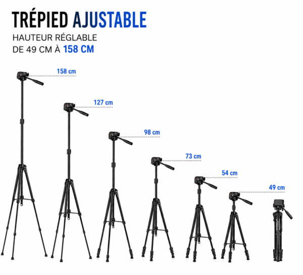 Trépied Neepho compatible Ring Light et panneau LED