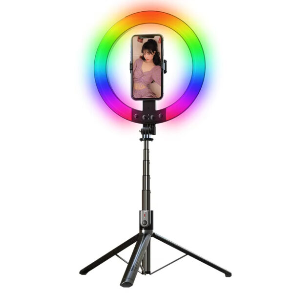 Ring Light RGB P100 avec Trépied & Télécommande – Éclairage LED Multicolore pour Smartphone