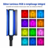 Tube LED RGB portable professionnel rechargeable pour photo et vidéo