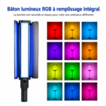 Tube LED RGB portable professionnel rechargeable pour photo et vidéo